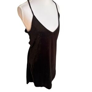 Brandy Melville Womens Black Velvet Mini Slip Dress V-Neck Spaghetti Strap M